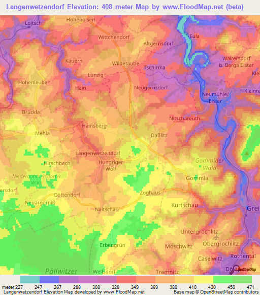 Langenwetzendorf,Germany Elevation Map