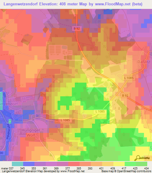 Langenwetzendorf,Germany Elevation Map