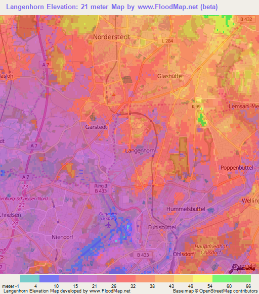 Langenhorn,Germany Elevation Map