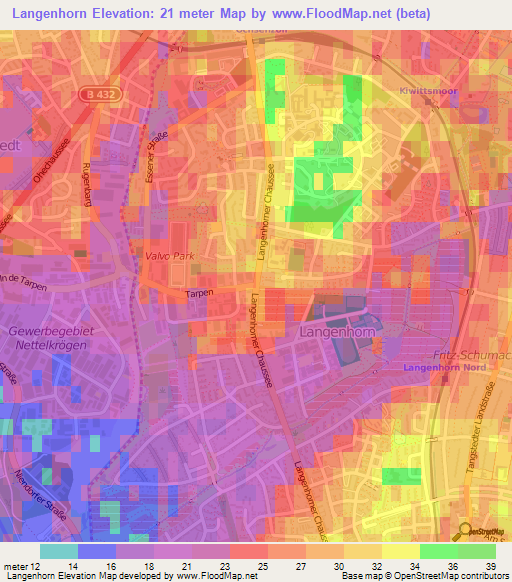 Langenhorn,Germany Elevation Map