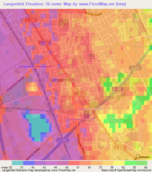 Langenfeld,Germany Elevation Map