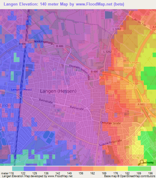 Langen,Germany Elevation Map