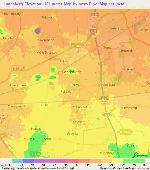 Landsberg,Germany Elevation Map