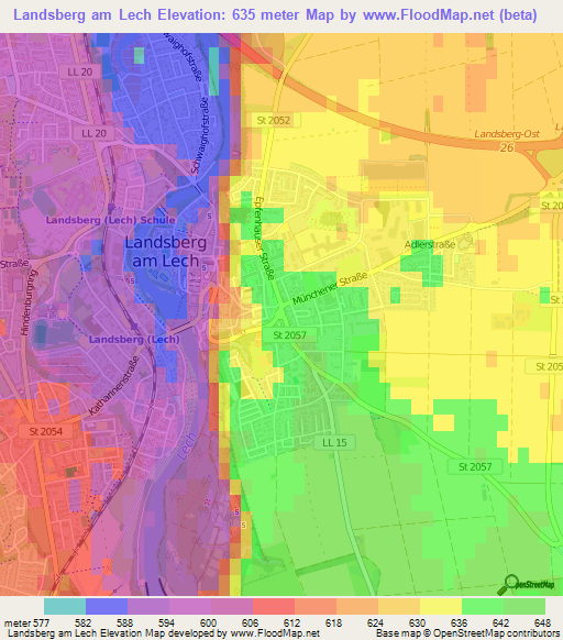 Landsberg am Lech,Germany Elevation Map