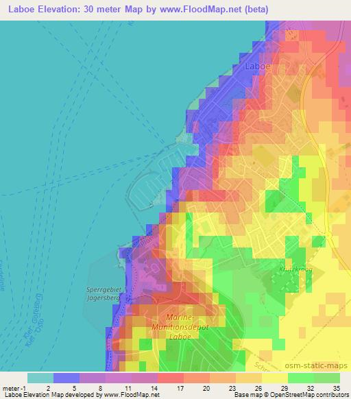 Laboe,Germany Elevation Map