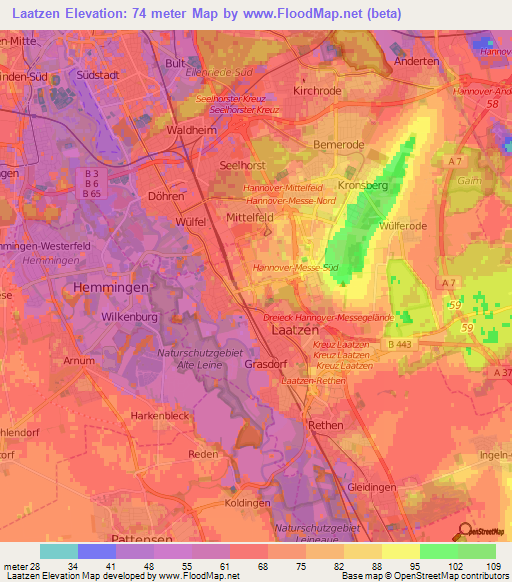 Laatzen,Germany Elevation Map
