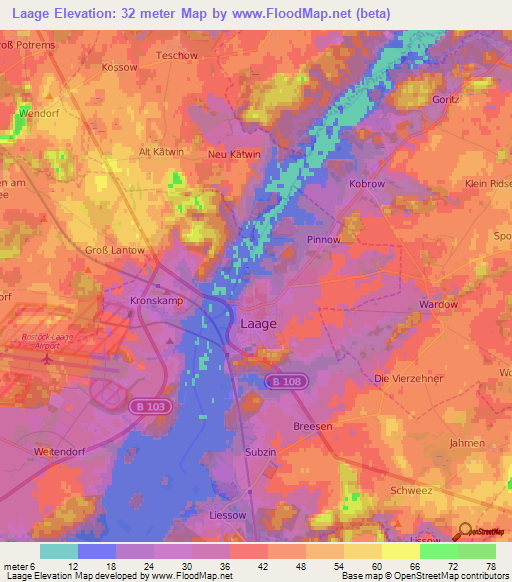Laage,Germany Elevation Map