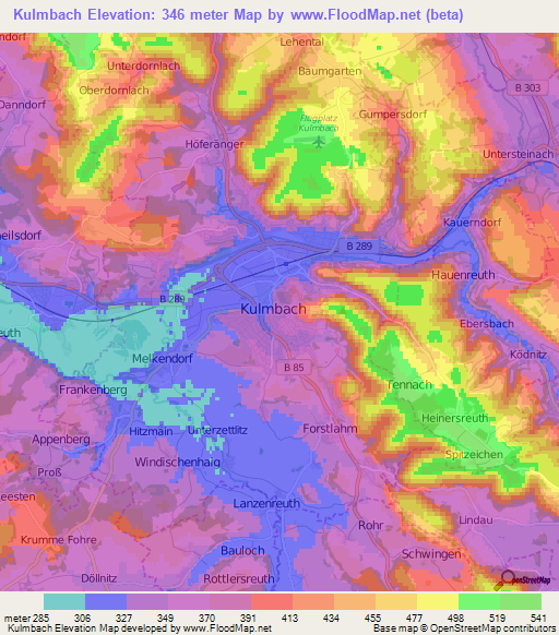 Kulmbach,Germany Elevation Map