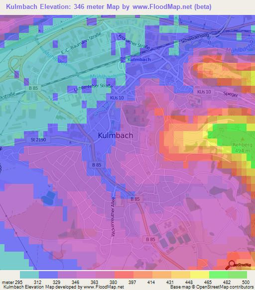 Kulmbach,Germany Elevation Map