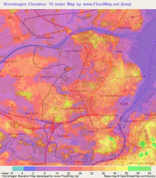 Kronshagen,Germany Elevation Map