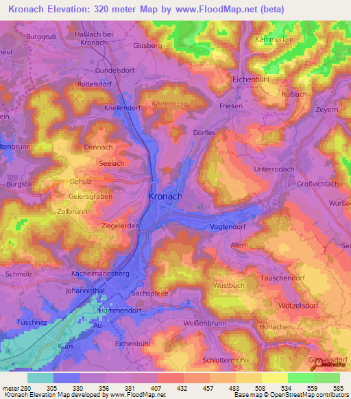 Kronach,Germany Elevation Map