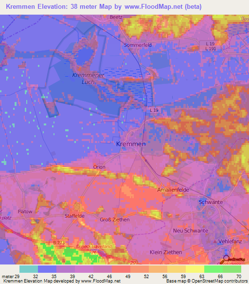 Kremmen,Germany Elevation Map