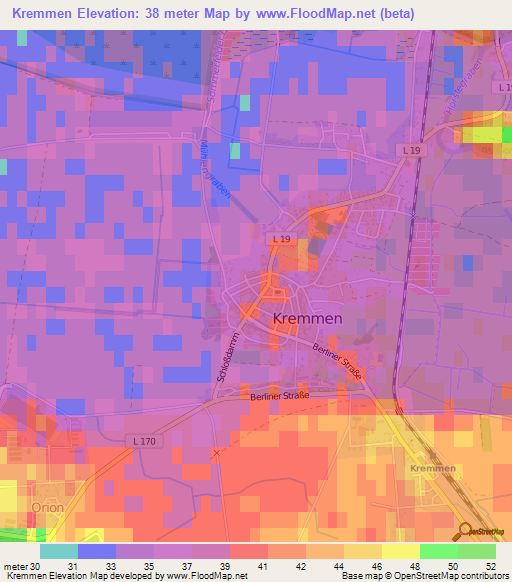 Kremmen,Germany Elevation Map