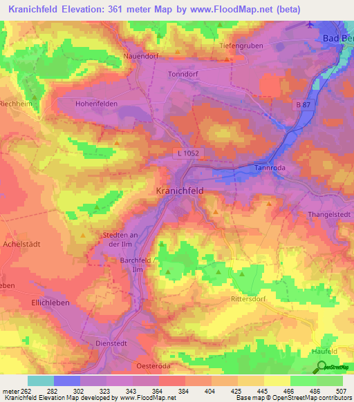 Kranichfeld,Germany Elevation Map