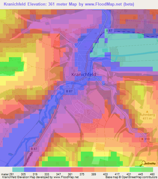 Kranichfeld,Germany Elevation Map