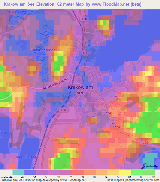 Krakow am See,Germany Elevation Map