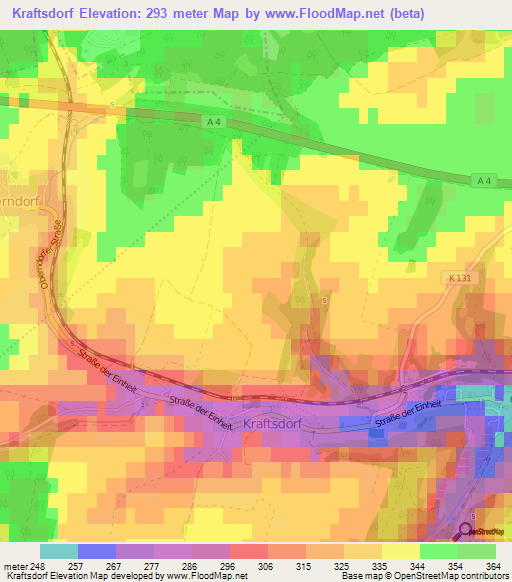 Kraftsdorf,Germany Elevation Map