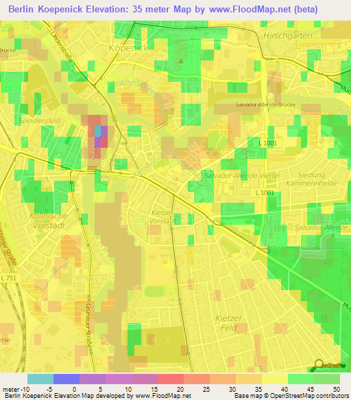 Berlin Koepenick,Germany Elevation Map