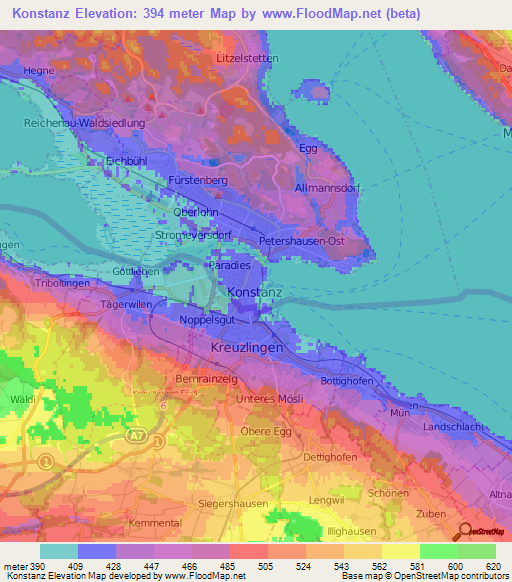 Konstanz,Germany Elevation Map