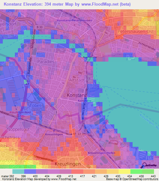 Konstanz,Germany Elevation Map