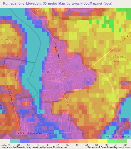 Konradshohe,Germany Elevation Map