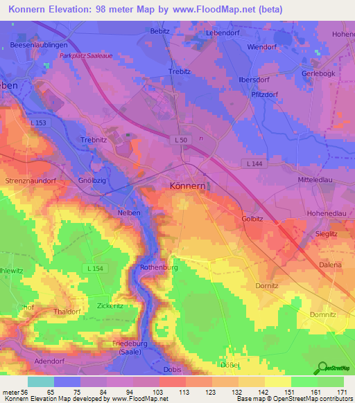 Konnern,Germany Elevation Map