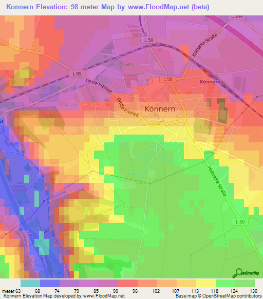 Konnern,Germany Elevation Map