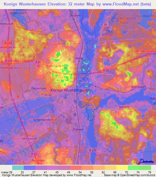 Konigs Wusterhausen,Germany Elevation Map