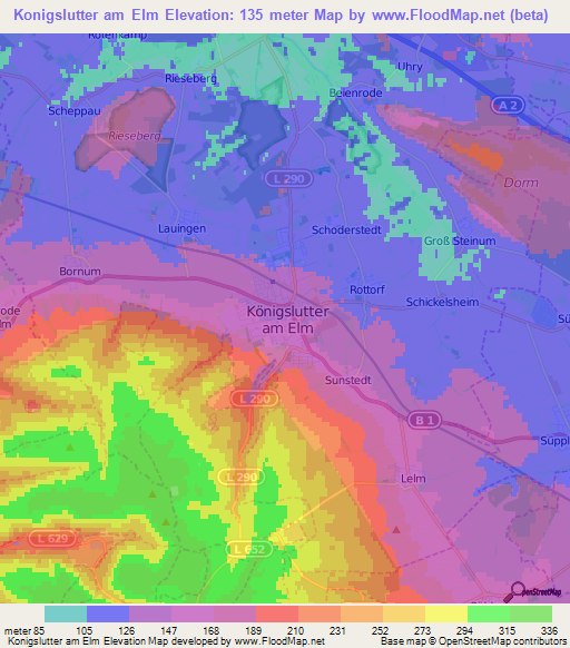 Konigslutter am Elm,Germany Elevation Map