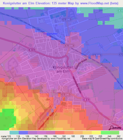 Konigslutter am Elm,Germany Elevation Map