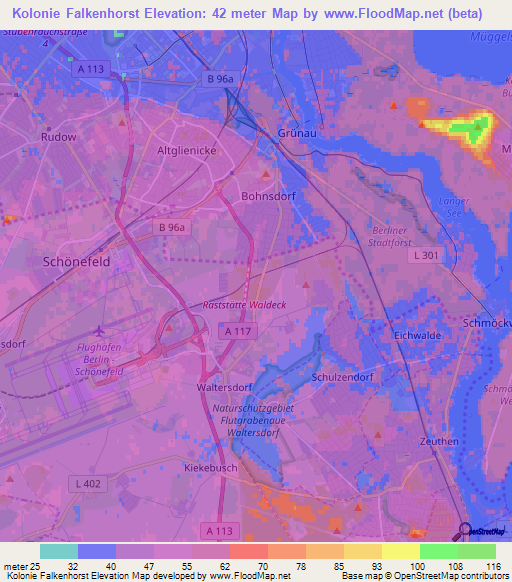 Kolonie Falkenhorst,Germany Elevation Map