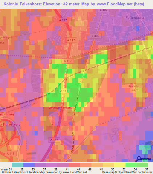 Kolonie Falkenhorst,Germany Elevation Map