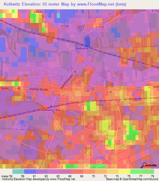 Kolkwitz,Germany Elevation Map