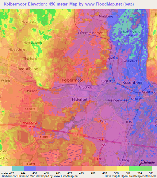 Kolbermoor,Germany Elevation Map