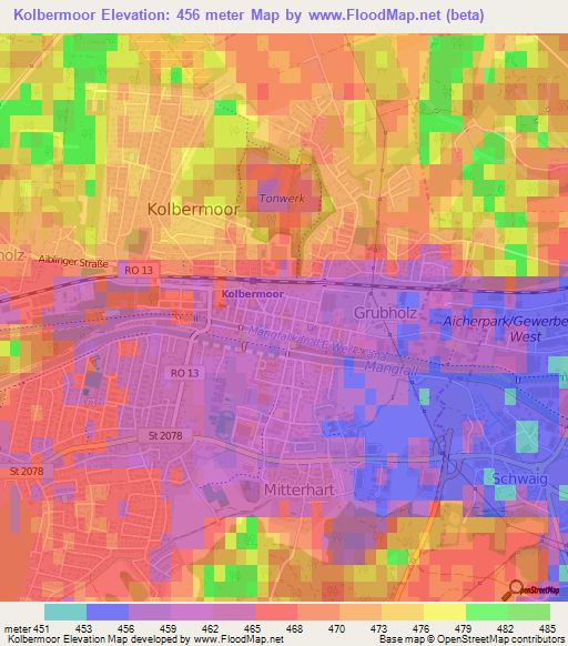 Kolbermoor,Germany Elevation Map