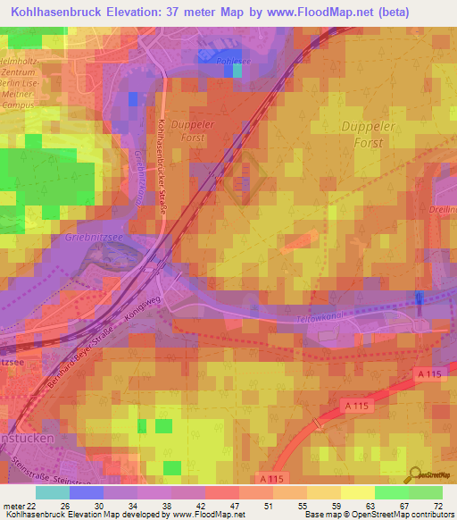 Kohlhasenbruck,Germany Elevation Map