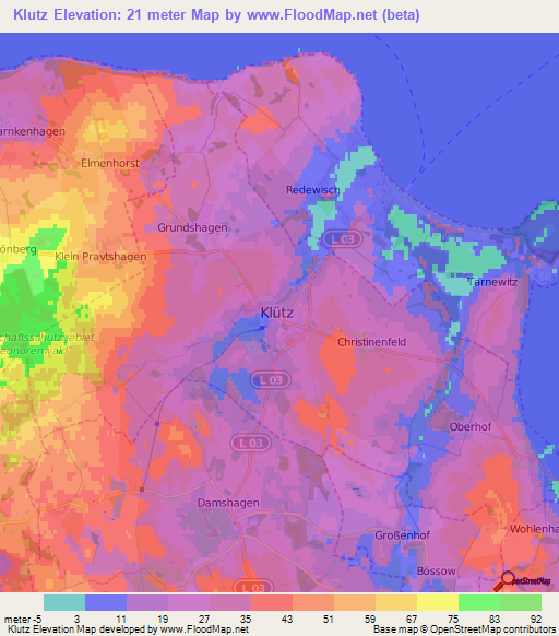 Klutz,Germany Elevation Map