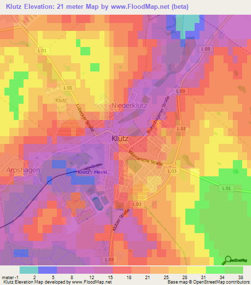 Klutz,Germany Elevation Map