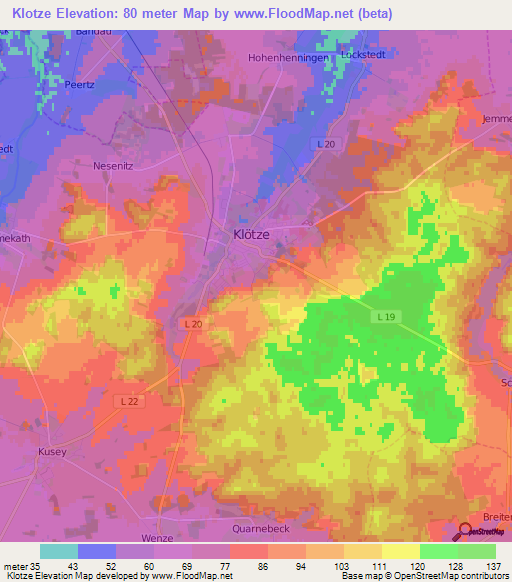 Klotze,Germany Elevation Map