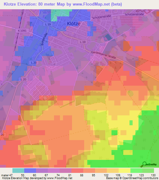 Klotze,Germany Elevation Map