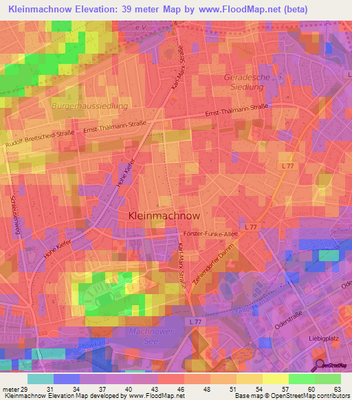 Kleinmachnow,Germany Elevation Map