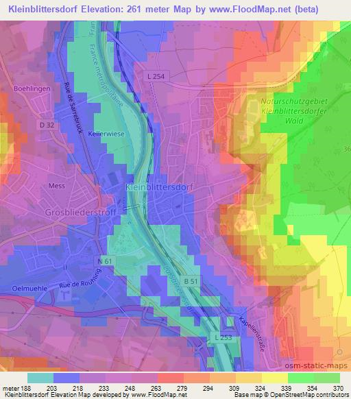 Kleinblittersdorf,Germany Elevation Map