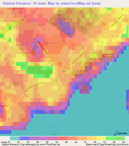 Kladow,Germany Elevation Map