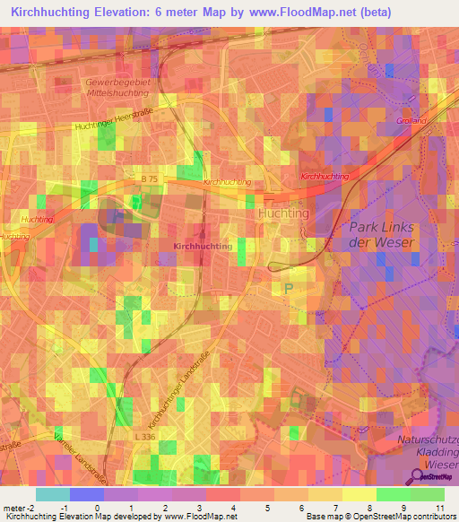 Kirchhuchting,Germany Elevation Map