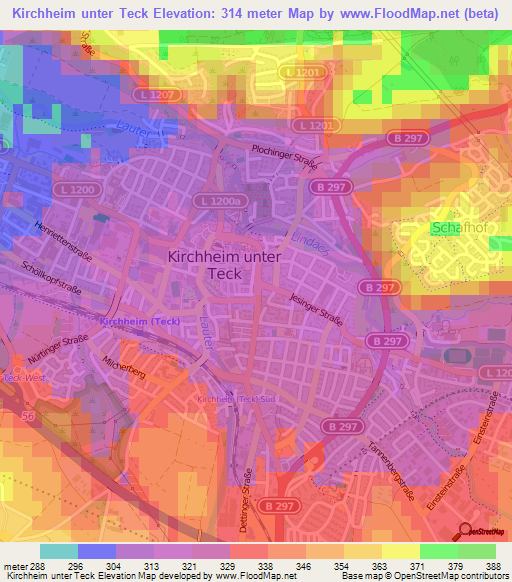 Kirchheim unter Teck,Germany Elevation Map