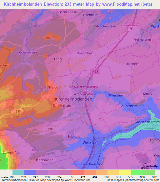 Kirchheimbolanden,Germany Elevation Map