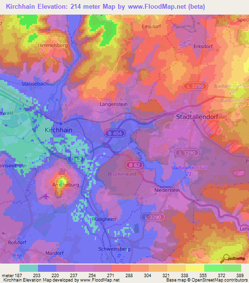 Kirchhain,Germany Elevation Map