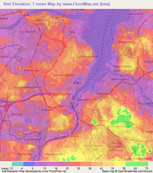 Kiel,Germany Elevation Map