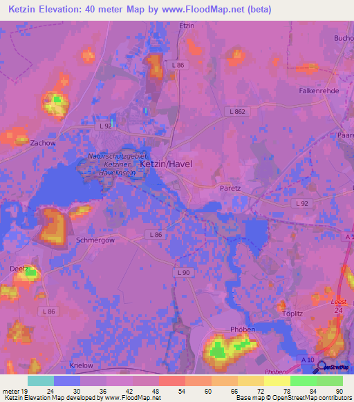 Ketzin,Germany Elevation Map