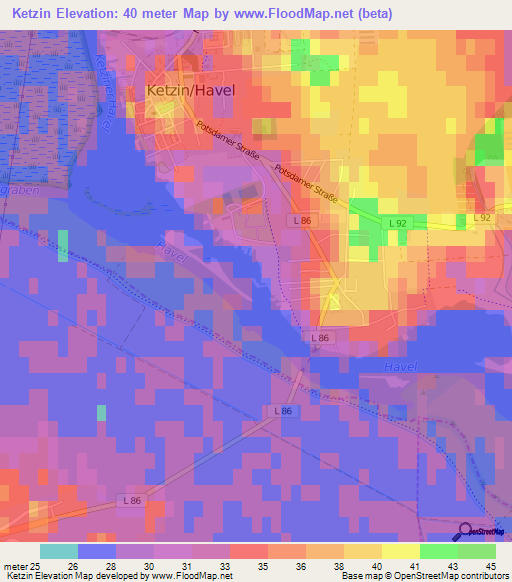 Ketzin,Germany Elevation Map